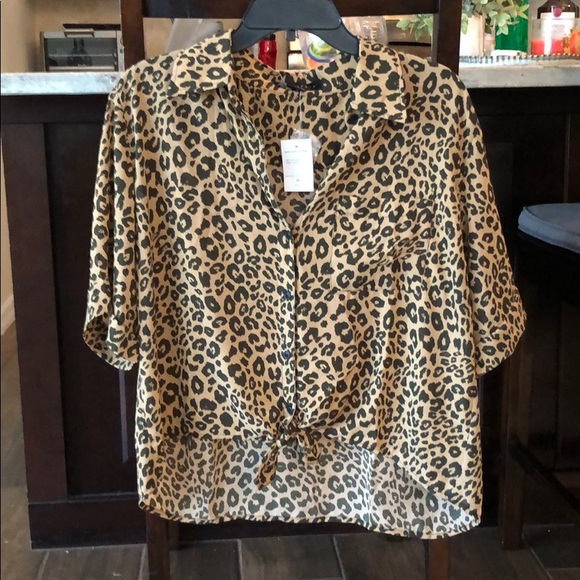 Sanctuary Tops - Sanctuary leopard tie waist animal print shirt NWT